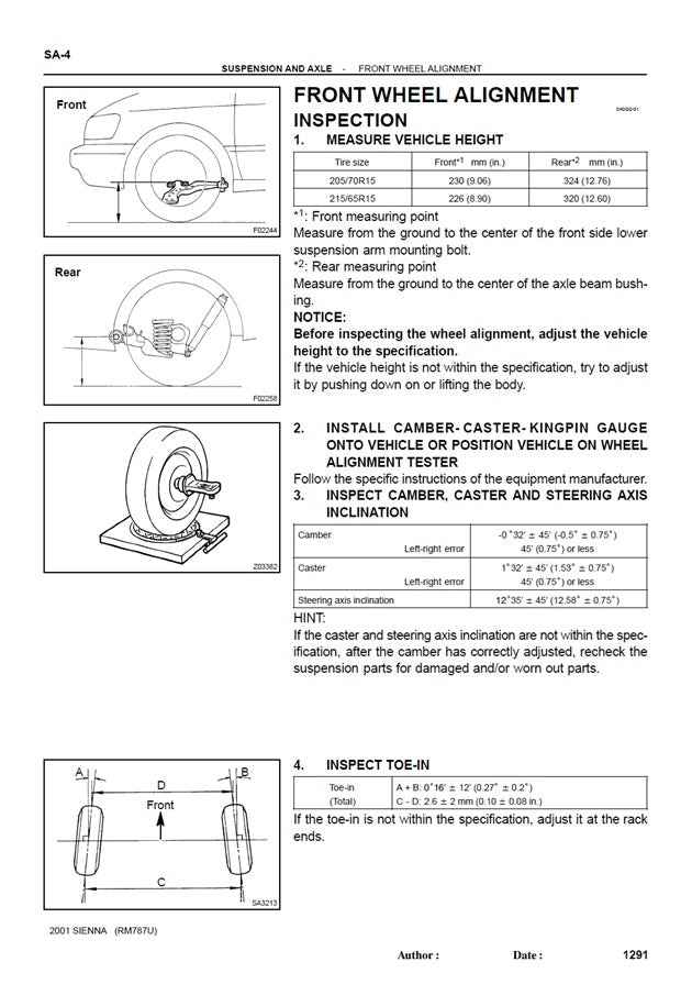 1998-2003 Toyota Sienna Service Manual