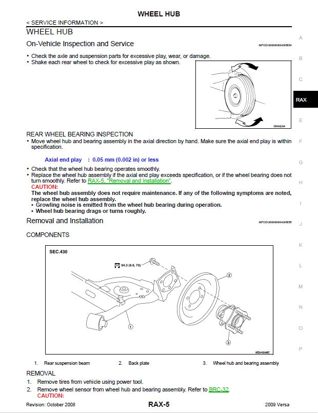 2006 to 2013 Nissan Tiida Saloon Service Manual