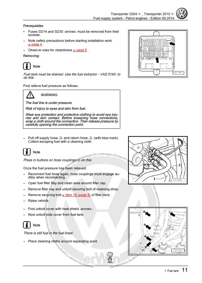 2010-2015 VW Volkswagen California Repair Service Manual