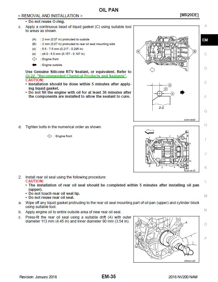 2009-2020 Nissan NV200 Van Service Manual