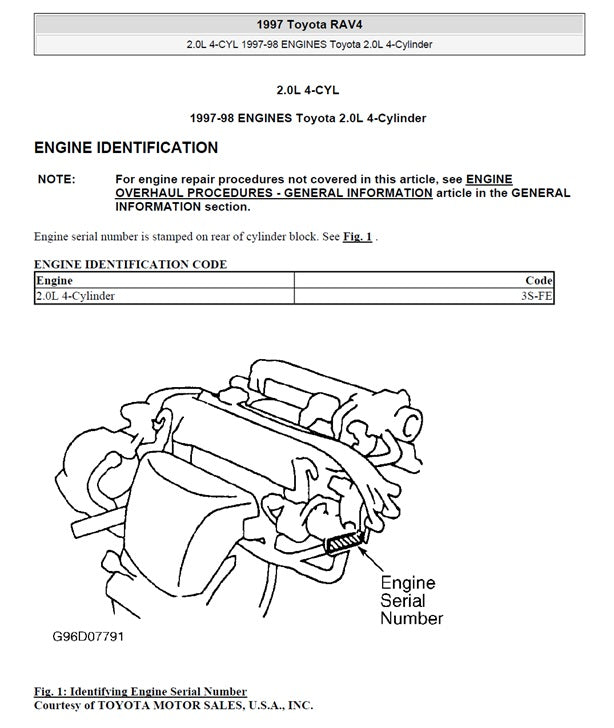 1996-2000 Toyota RAV 4 RAV4 3dr Service Manual