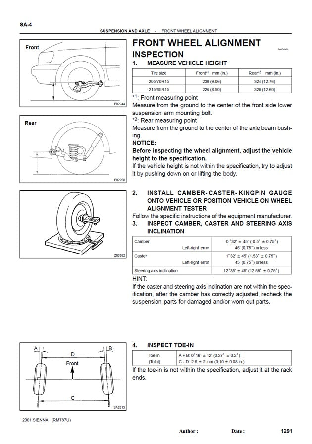 1998-2003 Toyota Sienna Service Manual