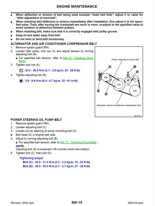 2003-2007 Nissan Murano Z50 Service Manual