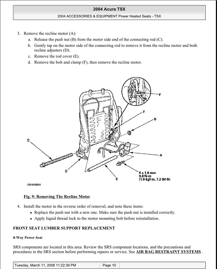 2004-2008 Acura Integra TSX Service Manual for Repair and Maintenance