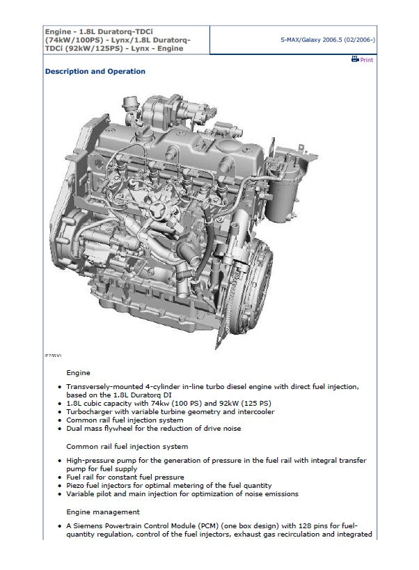 2006 to 2012 Ford S-Max Service Manual