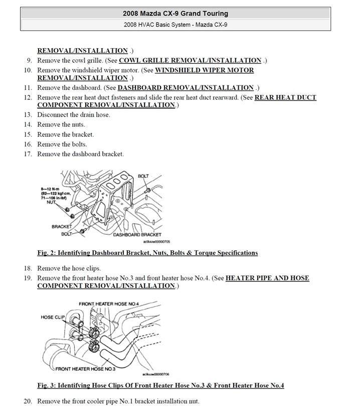 2010 to 2015 Mazda CX-9 CX9 Service Manual