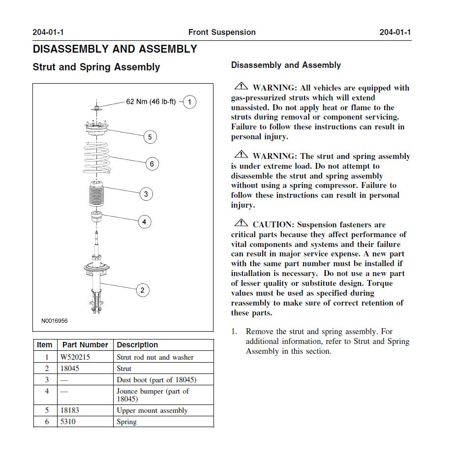 2007 to 2010 Ford Mustang Service Manual