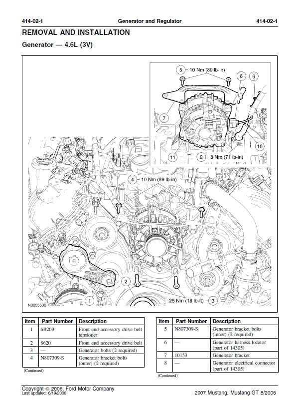 2007 to 2010 Ford Mustang Service Manual