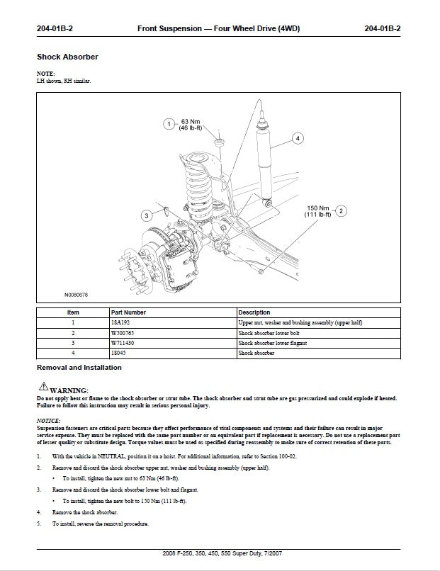 2008 to 2010 Ford F450 F-450 Super Duty Pickup Truck Service Manual