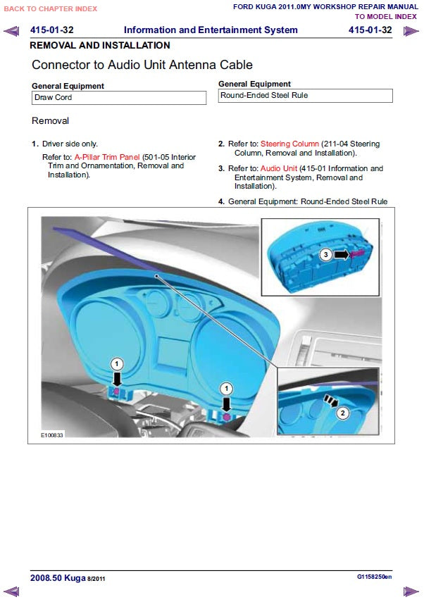 2008 to 2012 Ford Kuga Service Manual