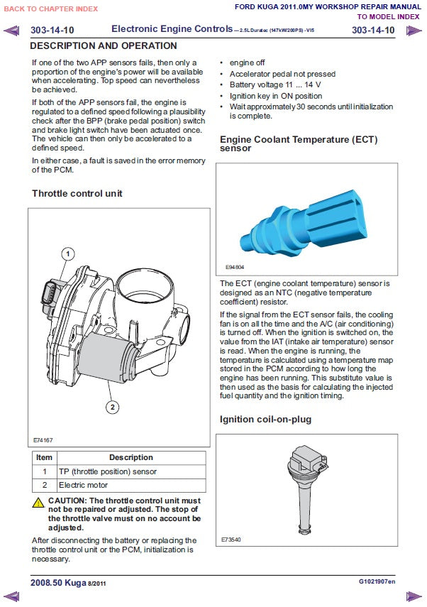 2008 to 2012 Ford Kuga Service Manual