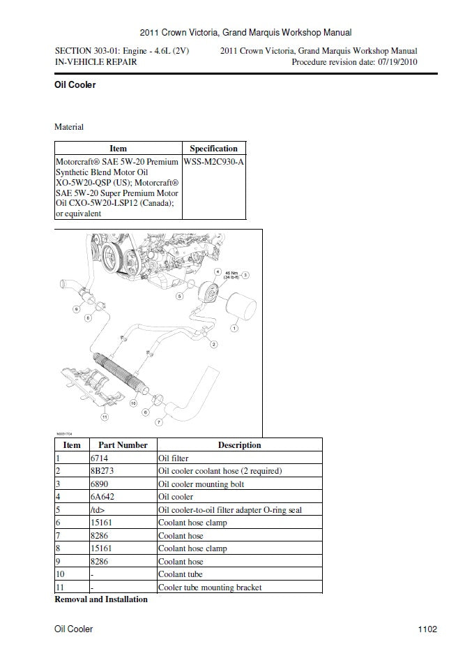 2009 to 2012 Ford Crown Victoria Service Manual