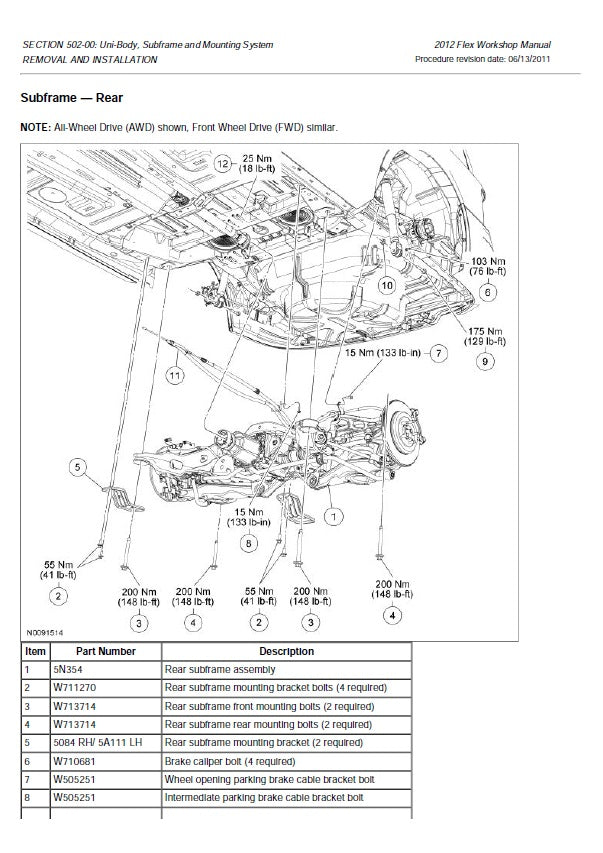 2009 to 2012 Ford Flex Service Manual