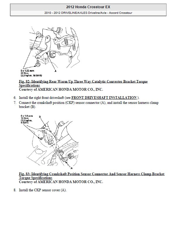 2010 to 2012 Honda Accord Crosstour Service Manual