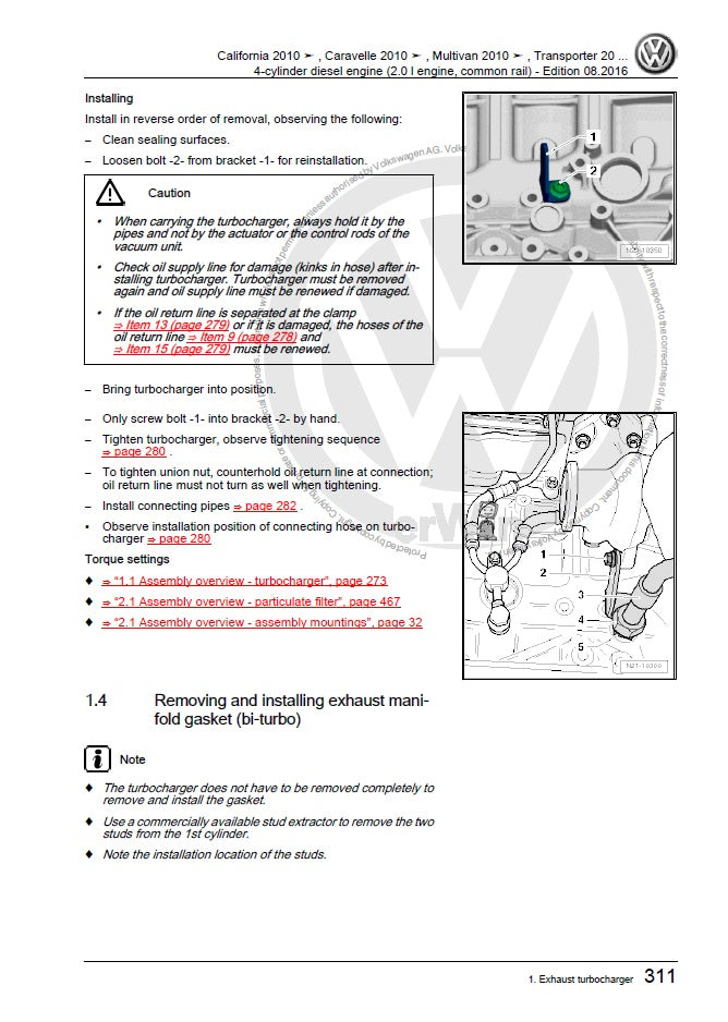 2010-2015 VW Volkswagen California Repair Service Manual