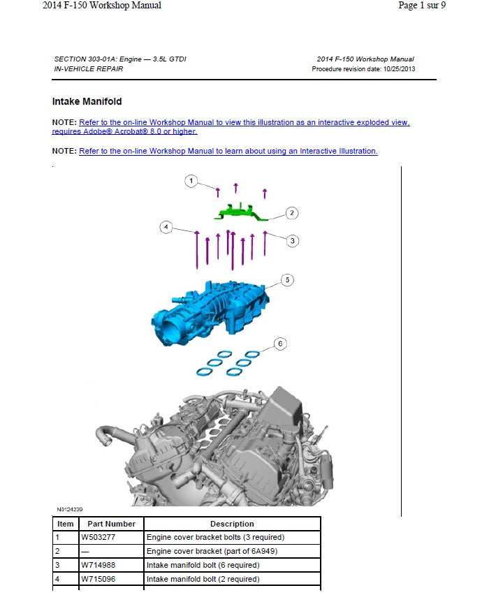 2011 to 2014 Ford F150 F-150 Crew Cab Service Manual