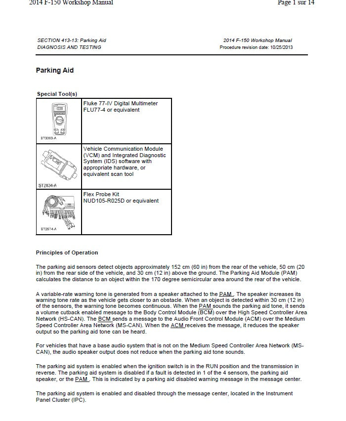 2011 to 2014 Ford F150 F-150 Crew Cab Service Manual