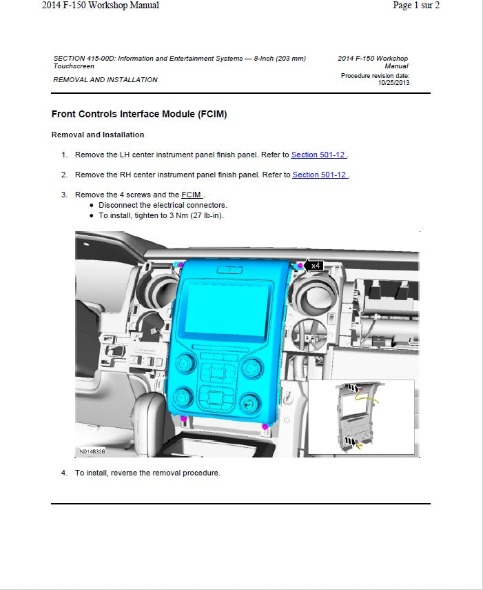 2011 to 2014 Ford F150 F-150 Crew Cab Service Manual