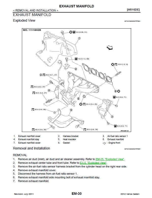 2012 to 2019 Nissan Versa N17 Service Manual