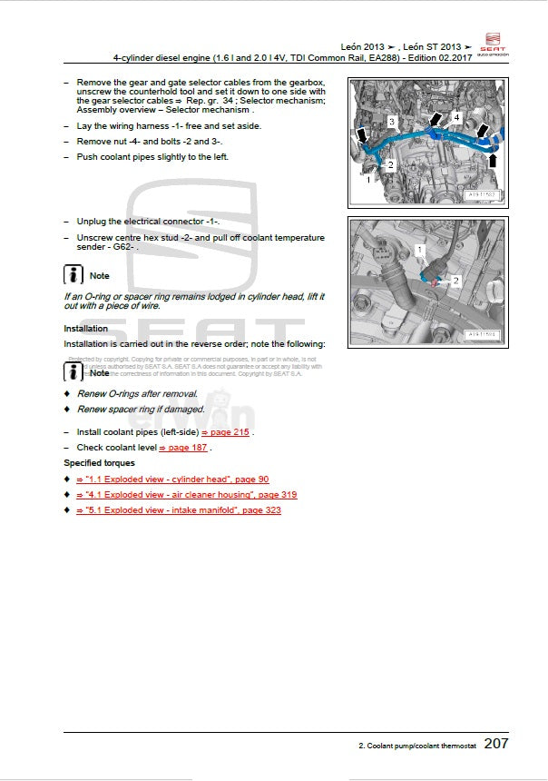 2012 to 2020 Seat Leon Repair Service Manual
