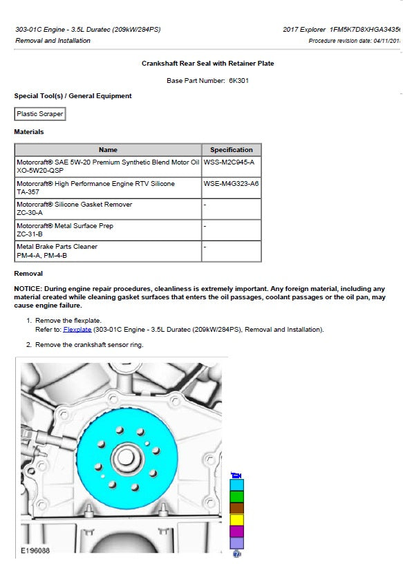 2016 to 2019 Ford Explorer Service Manual