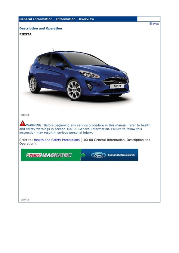 2017-2020 Ford Fiesta Service Manual