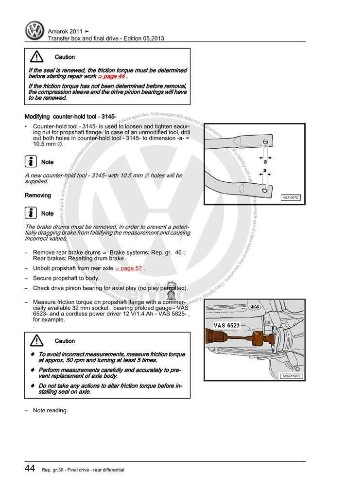 2010-2018 VW Volkswagen Amarok Pickup Truck Service Manual